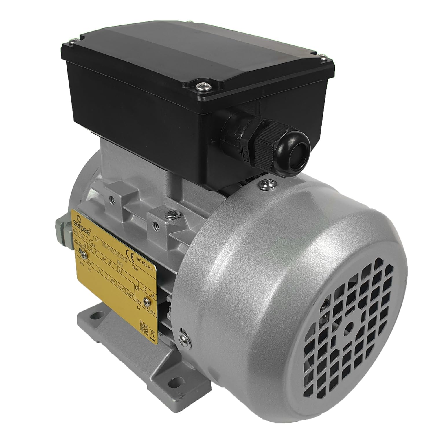 Motore Elettrico Monofase 230V a Induzione - 0.75 kW, 2800 Giri/Min, B3, MEC 80 - Adatto per Officine, Trapani a Colonna, Nastri Trasportatori e Altri Macchinari - SAMMA PARTS