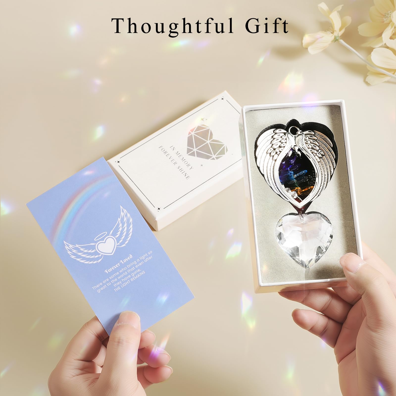 Emibele Sympathy Gifts for Loss of Loved One Angel Wings Memorial Suncatcher - Image 4