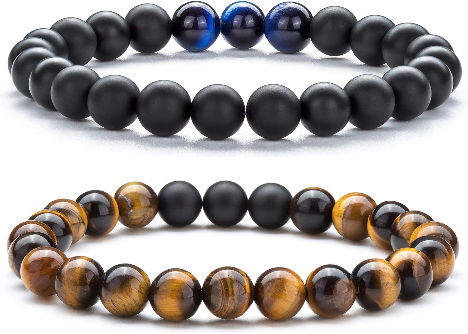 Men Women 8mm Tiger Eye Stone Beads Bracelet Elastic Natural Stone Yoga Bracelet Bangle
