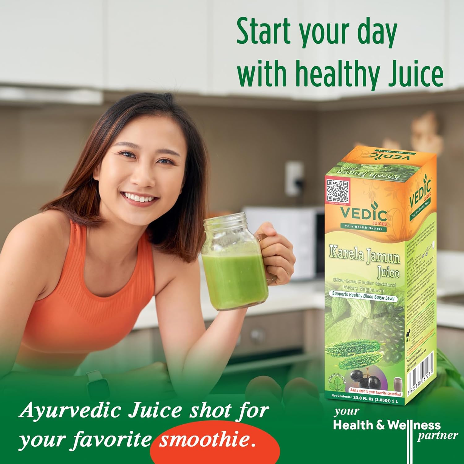 Vedic Karela Jamun Juice - Natural Juice for Immune Support - 33.8oz, Ideal for Daily Use (1000 ML)