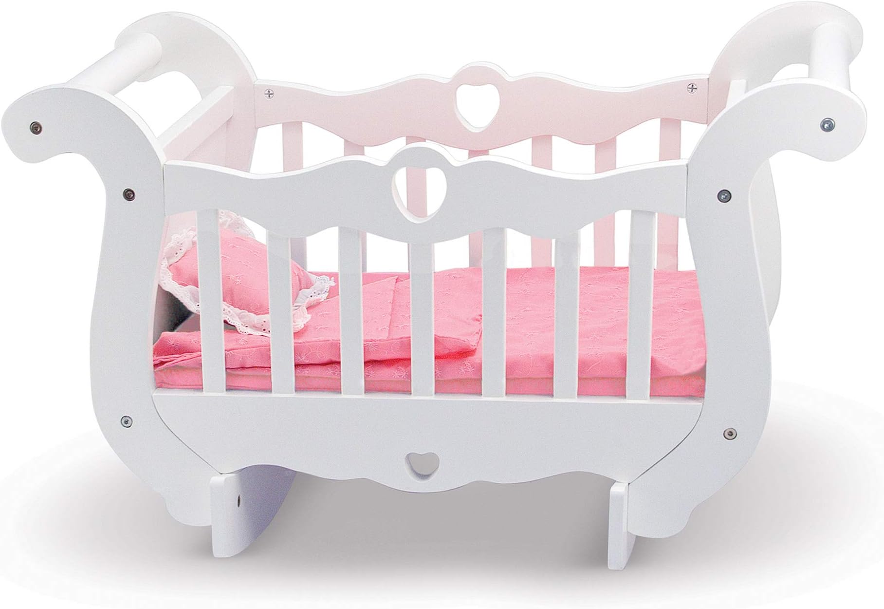 Melissa & Doug White Wooden Doll Crib With Bedding (30 x 18 x 16 inches)