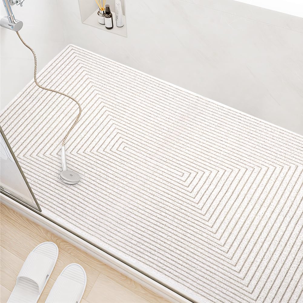 DASIAUTOEM Tappetino da doccia antiscivolo, 60 x 120 cm, per doccia e vasca da bagno, in PVC Luffa, ad asciugatura rapida, morbido tappetino da bagno con fori di scarico, resistente alla muffa, per