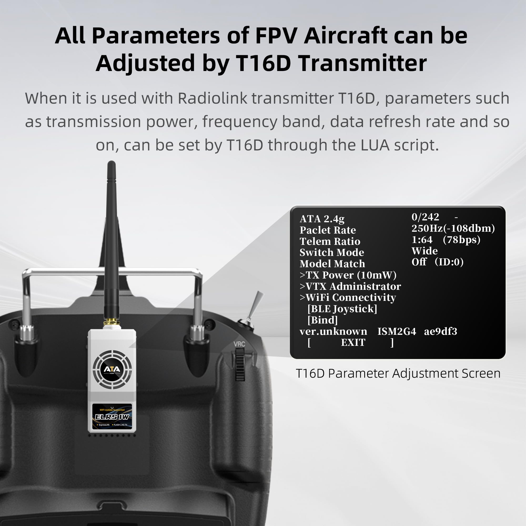 Radiolink ELRS Nano 2.4GHz ATA Mini modulo a lunga distanza con amplificazione del segnale ad alte prestazioni da 1 W per droni FPV Adatto per trasmettitori T16D/T12D/Futaba/Radiomaster/Helloradio