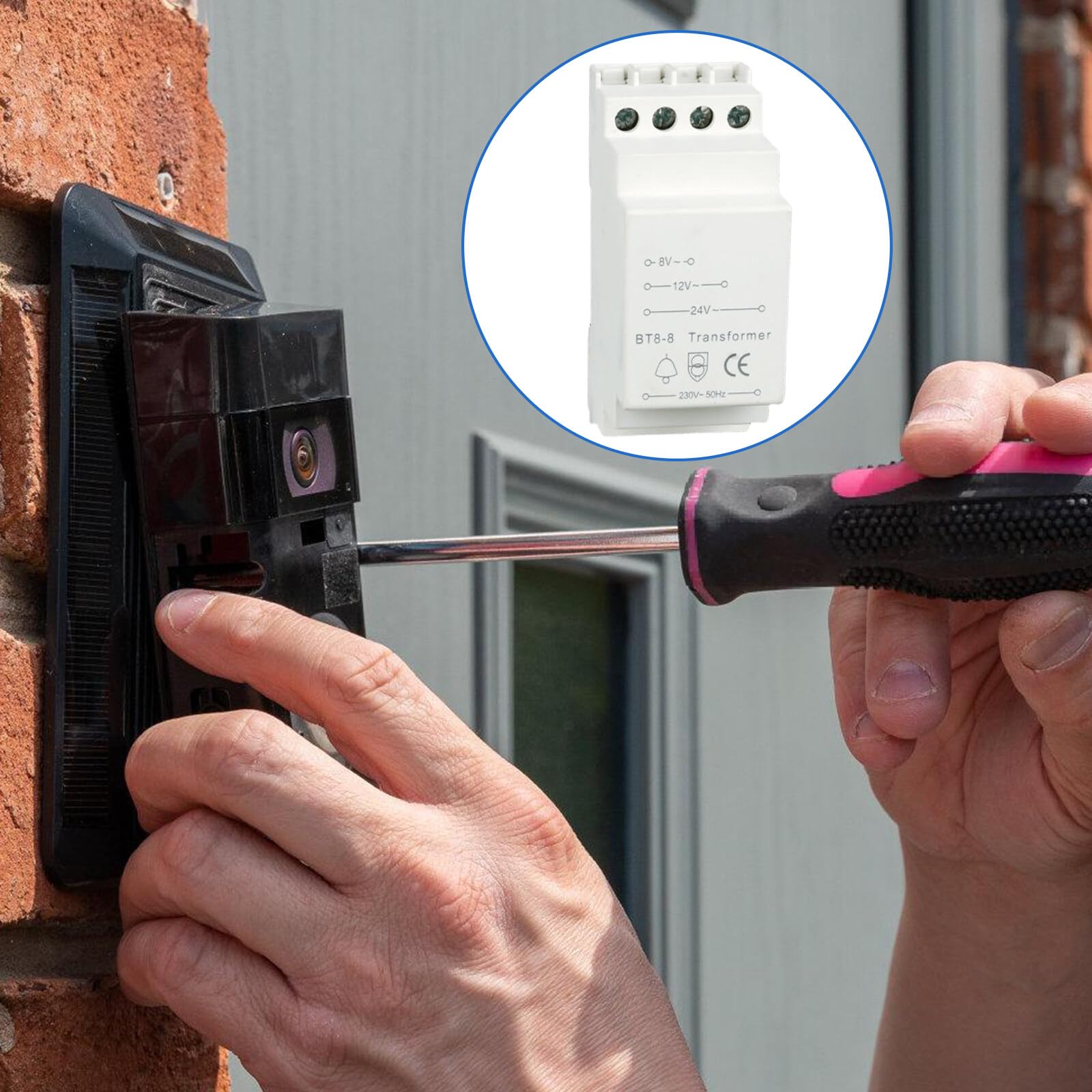 BAIFULAI Transformador de Timbre 8V-12V-24V - Se Adapta a Carriles Estándar de 35 mm - Para Timbre de Puerta