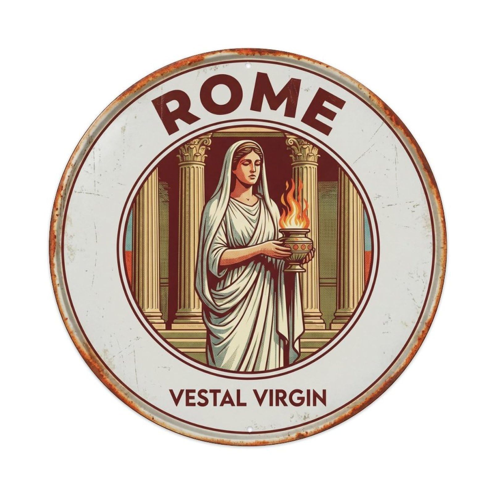 Retro Rome Italy Vestal Heritage City Travel Metal Tin Sign