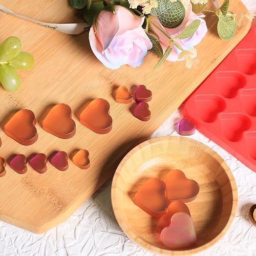 Miniatura 5 de Moldes de silicona con forma de corazón, 63 moldes grandes de chocolate con forma de corazón para hornear caramelos, gomitas y gelatina, bonitos