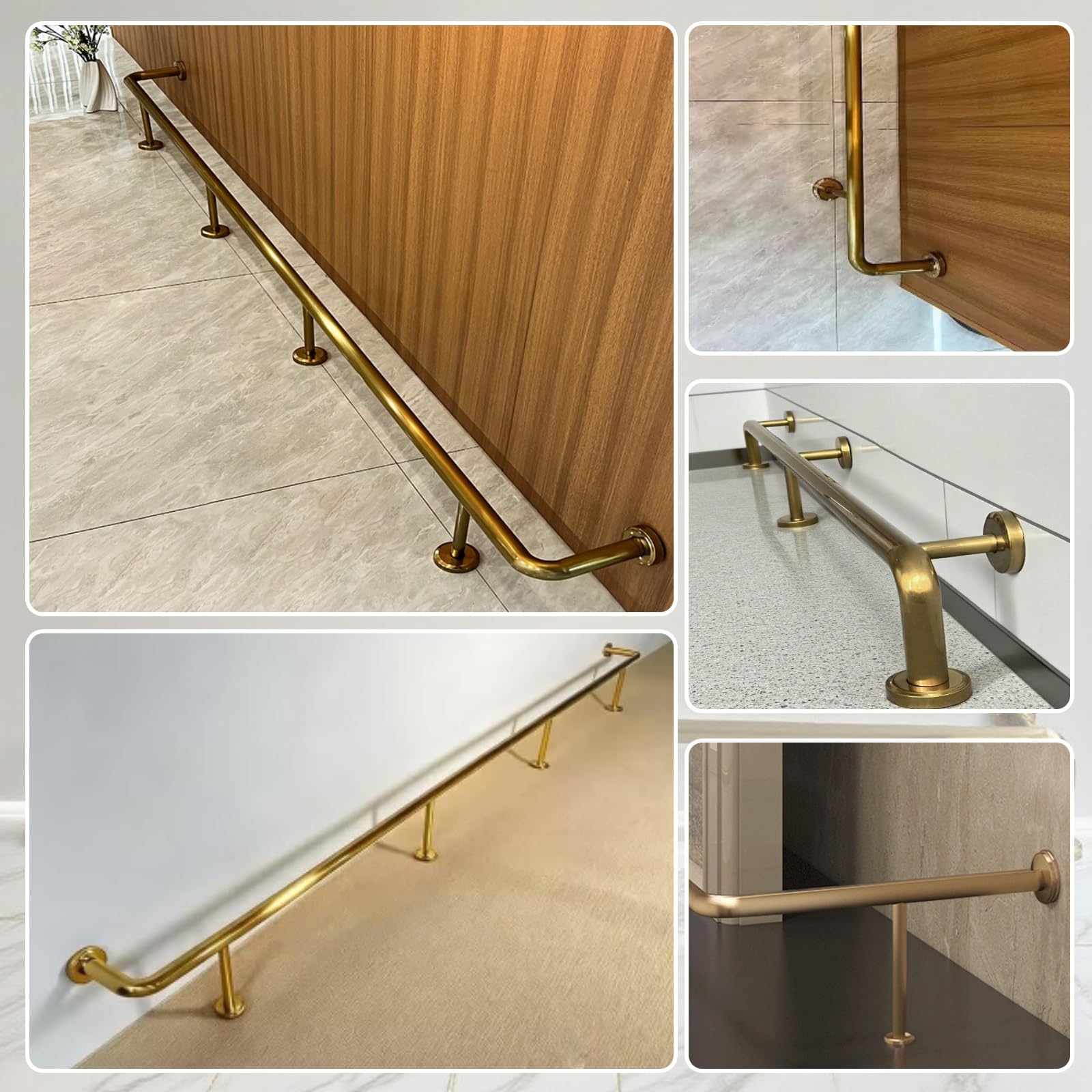 Kit de barres en acier inoxydable avec supports et installation pour restaurants, pubs, bars, salles de bains et 2 m