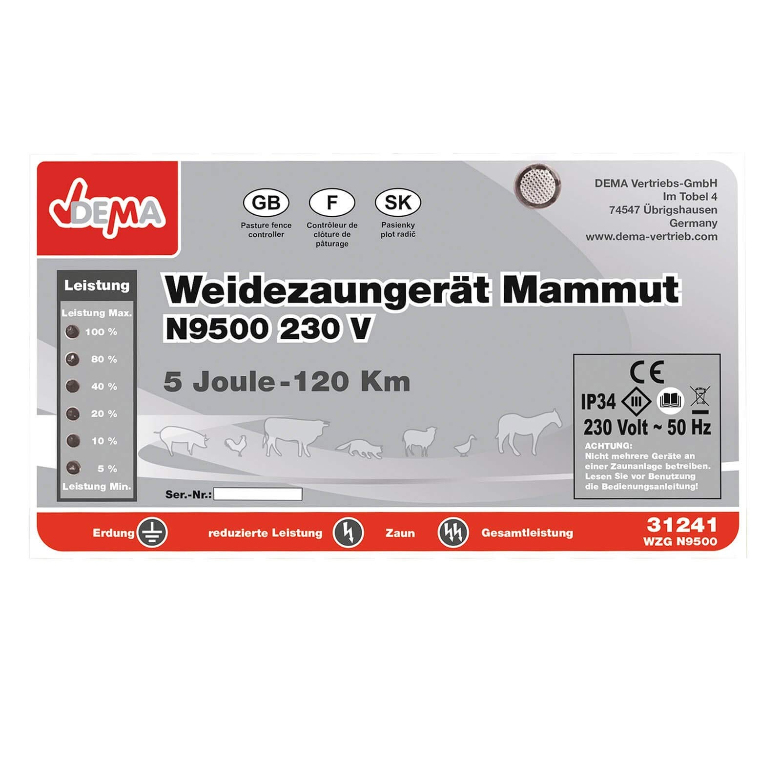 DEMA Weidezaungerät Mammut N9500 230V