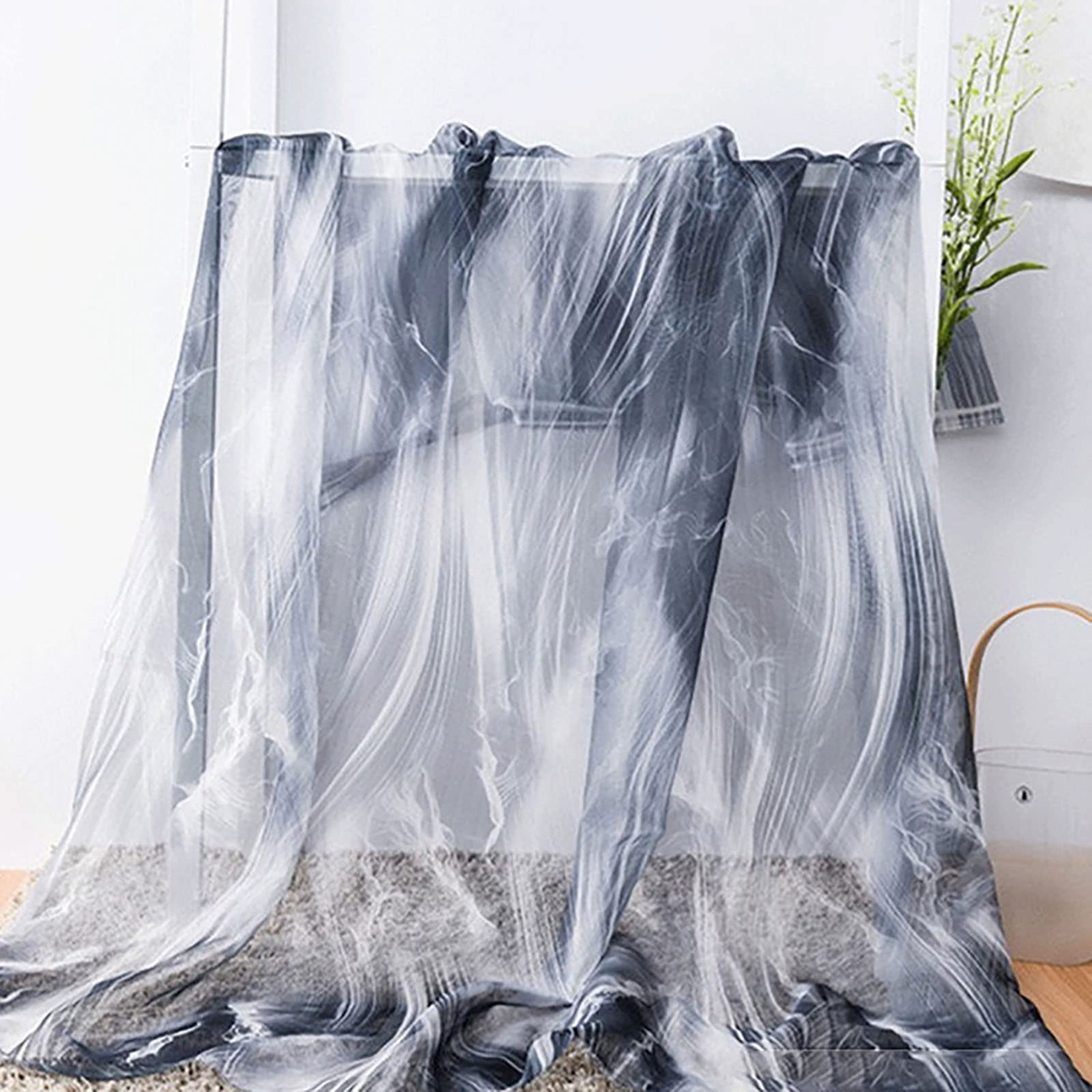 Tela acolchada de gasa por metro, 144,8 cm de ancho, 100 % poliéster con estampado de humo, tela de tul para bodas, fiestas, vestidos, decoración de eventos (tamaño: 5 m)