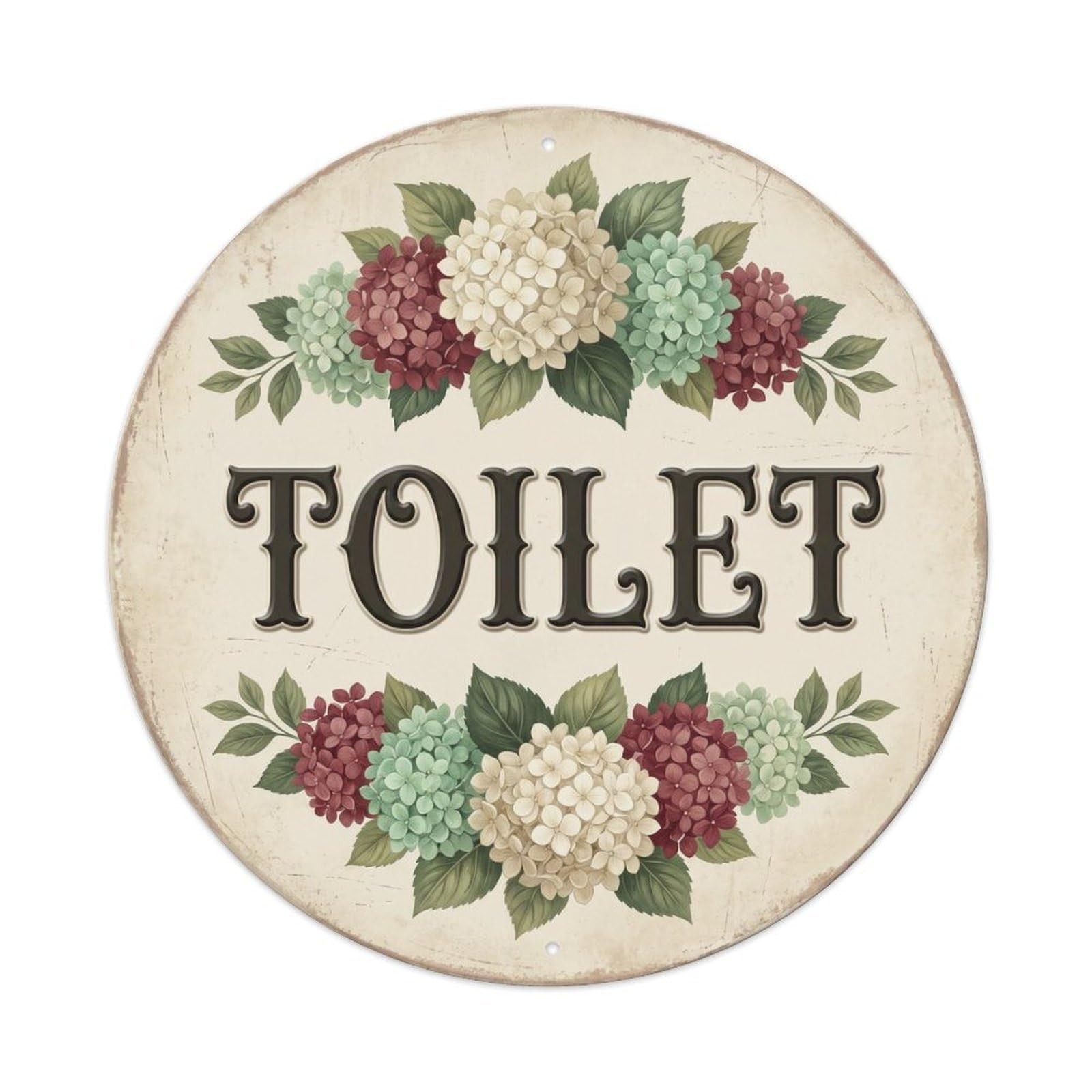 Okahys 8X8inch(20X20cm) Toilet(Wc) Signage Hydrangea Vintage Metal Tin Sign