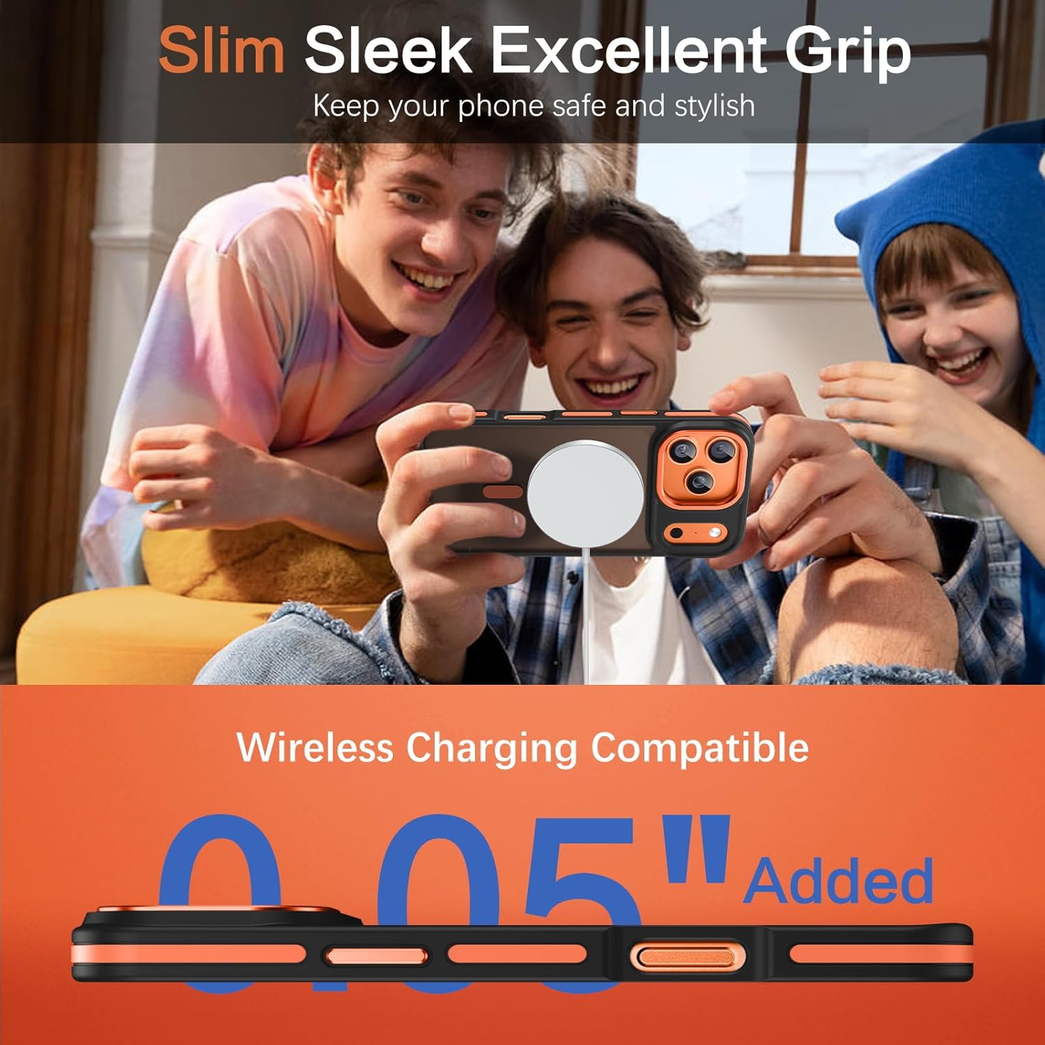 BENTOBEN Magnetic for iPhone 17 Pro Case 2025 [Compatible with Magsafe] [Military-Grade Protection] Matte Women Men Anti-Slip Shockproof Bumper Phone Cases for iPhone 17Pro 6.3", Cosmic Orange/Black - Image 5