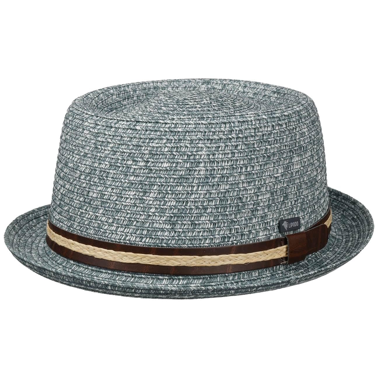 Lipodo Carignano Pork Pie Hat Made in Italy Melange Viscose Leather Trim Men Summer