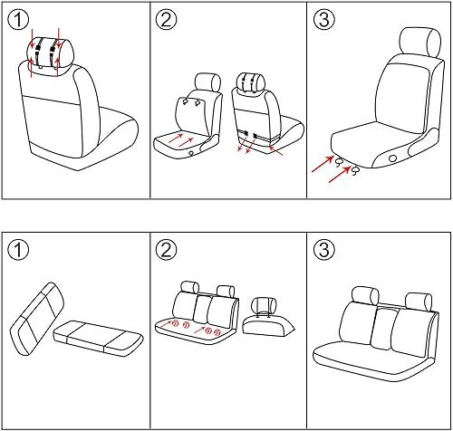 Miniatura 10 de MAGQOO - Juego completo de fundas de asiento de automóvil de piel sintética universal para cojines delanteros y traseros de 5 asientos