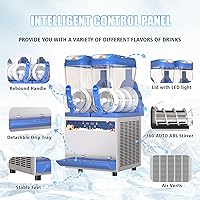 Vista 3 de Máquina comercial de granizado - 1000 W 30L Tanques Slush Maker Machine 304 Acero inoxidable Comercial Margarita Máquinas Enfriamiento eficiente