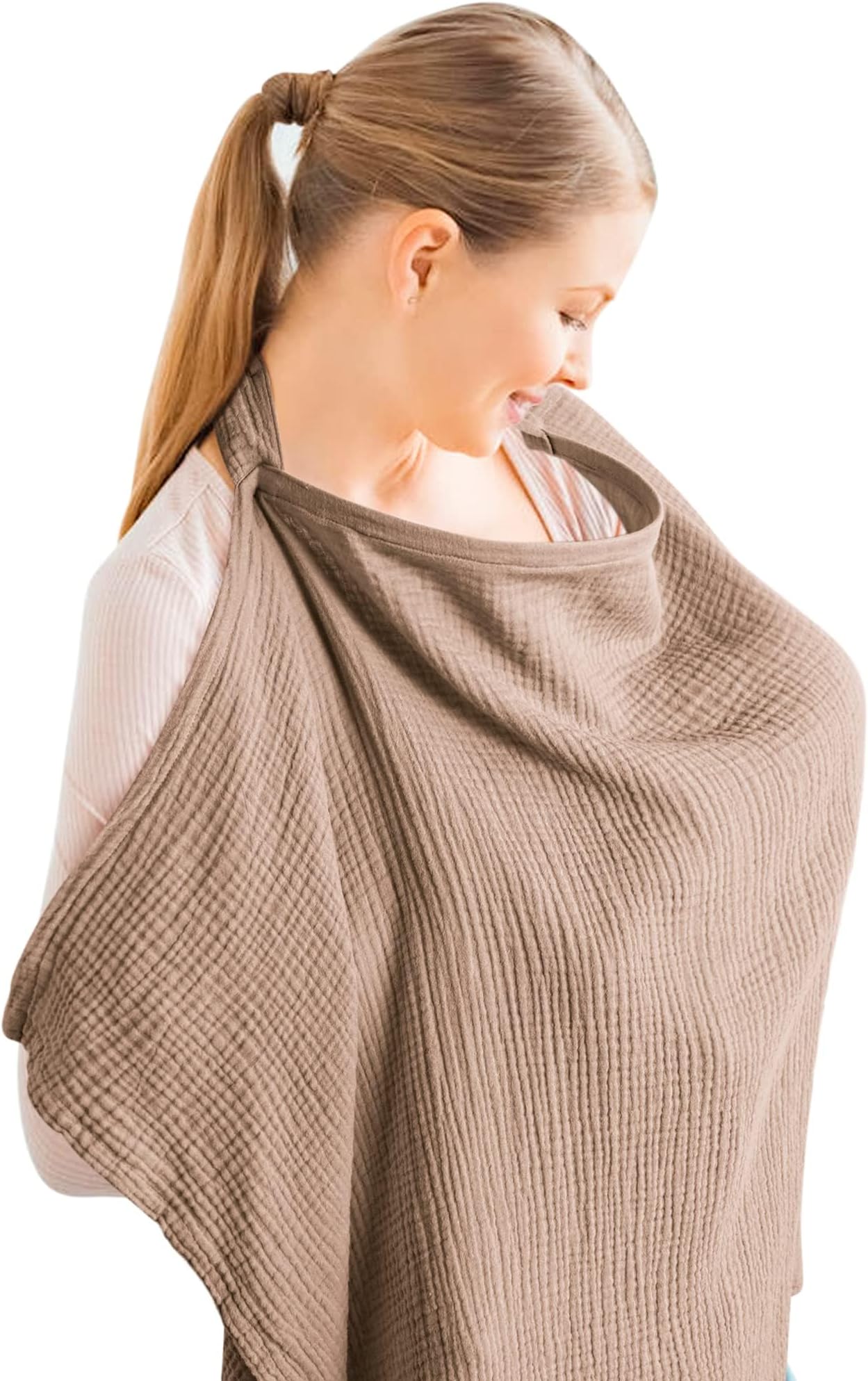 Muslin Nursing Cover for Baby Breastfeeding, Breathable All Cotton