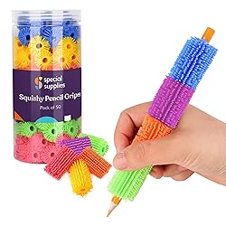 Special Supplies 50 Squishy Pencil Grips for Kids and Adults - Colorful, Cushioned Holders for Handwriting, Drawing, Coloring - Ergonomic Right or Left-Handed Use - Reusable (50-Pack)