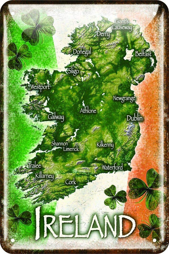 Epochsign Sea1580 Metal Tin Sign Map Of Ireland Metal Embossed Sign New Metal Aluminum Sign 8X12 Inches