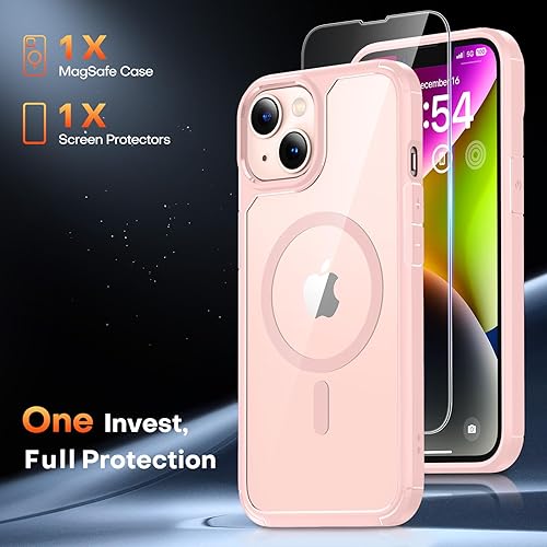 Miniatura 364 de TAURI Funda magnética 2 en 1 transparente para iPhone 14 Pro, compatible con Magsafe [no amarillenta] con protector de pantalla, protección de grado