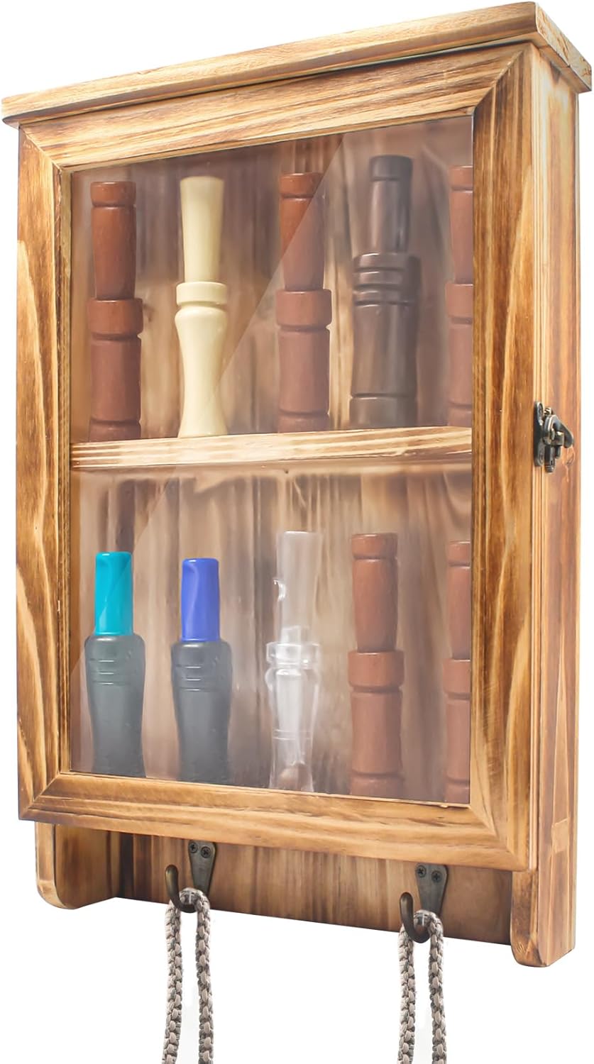 for Duck Call and Lanyard Display Rack Storage Case for 10 Duck Calls and 2 Duck