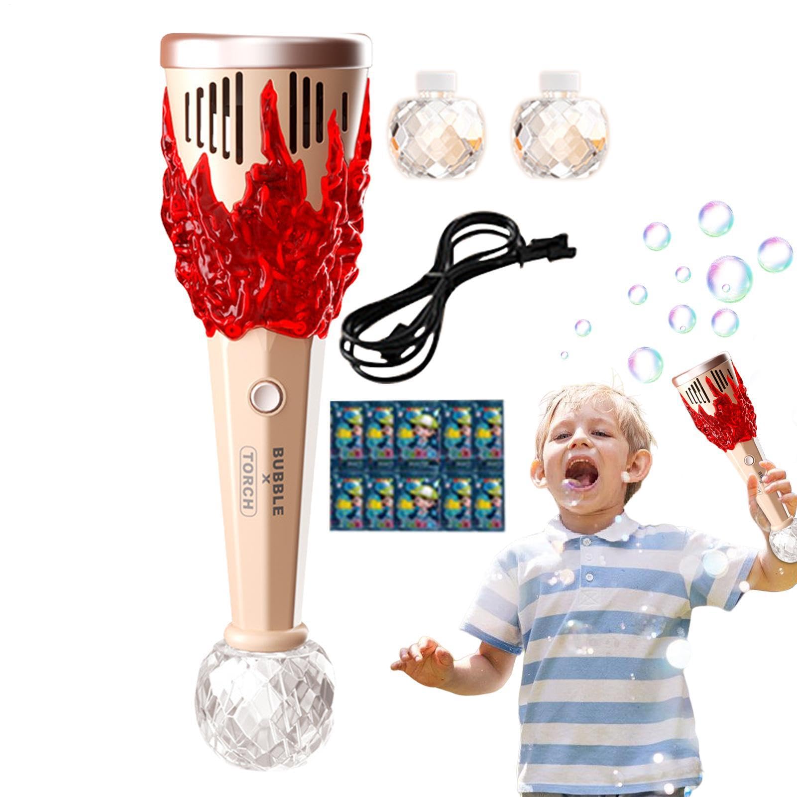 Machine à bulles portative – Souffleur automatique lumineux, torche LED, fabricant à piles, jouet d'extérieur pour les tout-petits et les | Fête musicale, activité d'été, jeu dans le