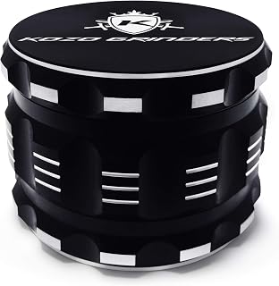 KOZO 2.5 Inch Aluminum Herb Spice Grinder Mill Black - Magnetic Lid, Sharp Teeth, Large Capacity