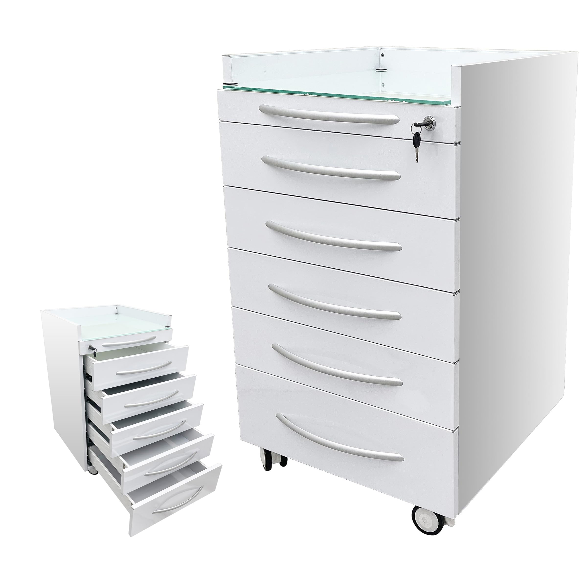 EQCOTWEA Vertical Storage Cabinet 5 Drawers Mobile Storage Cabinet Rolling Dental Medical Assistant Cabinet for Hospital Home Office Portable Mobile File Dresser Cart with Brake Wheels Easy Move