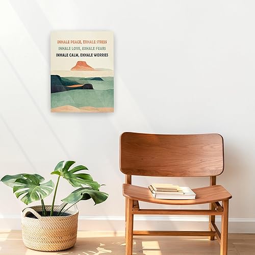 Miniatura 3 de Pugwak Impresiones en lienzo para decoración de pared de salud mental  Inhala Exhale, arte de pared enmarcado, arte de esquina calmante para pared,