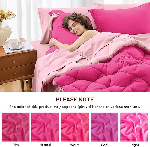 Miniatura 6 de MUXHOMO - Ropa de cama reversible de 5 piezas en bolsa, ptodas las estaciones - Incluye edredón, sábana encimera, sábana bajera, fundas de almohada