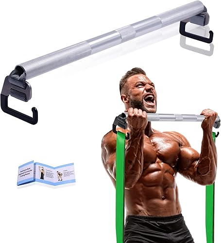J Bryant Resistance Band Bar 21.6" with Large Hook Heavy Duty Bar Squats Full Body Strength Training Portable Home Workout Equipment