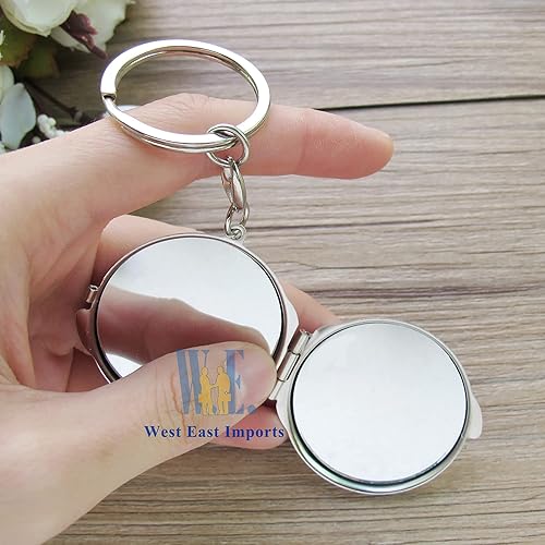 Miniatura 5 de Llavero de espejo compacto de bautismo personalizado (12 piezas) Bautizo Recuerdos Espíritu Santo Paloma Diseño Compacto 1ª Comunión