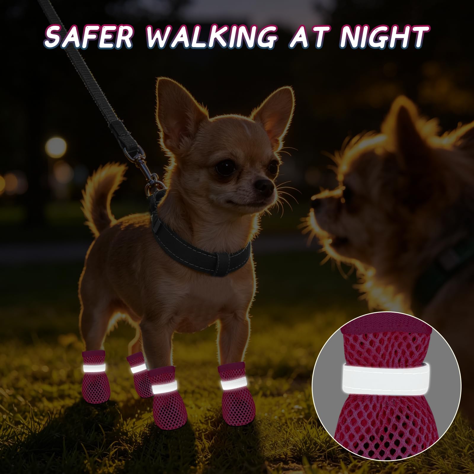 Chaussures d’Été pour Petits Chiens 4 Pièces Chaussures en Maille Respirantes et Antidérapantes pour l’Extérieur Protègent Les Pattes des Brûlures Attention: ne Choisissez Pas Votre Taille habituelle
