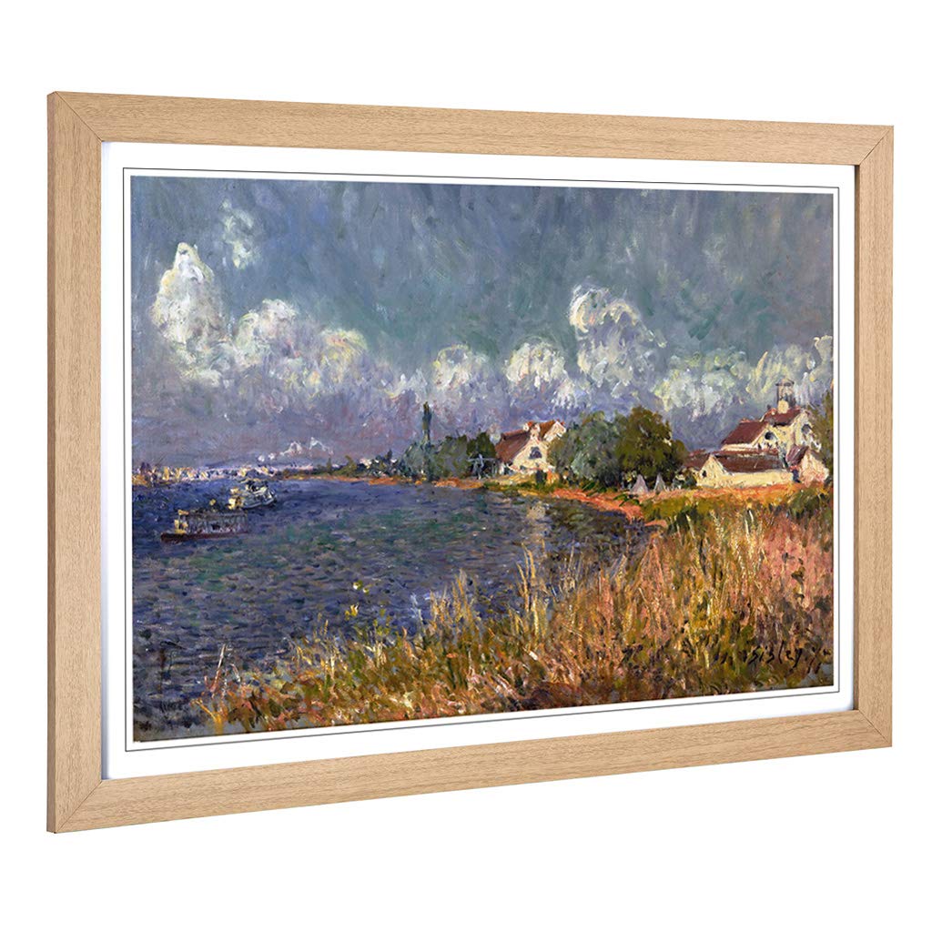 Big Box Art Framed Print of Alfred Sisley The Seine at Billancourt Design | Wall Art Picture | Home Decor for Kitchen, Living Room, Bedroom, Hallway, Oak, A2 / 24.5x18 Inch / 62x45cm