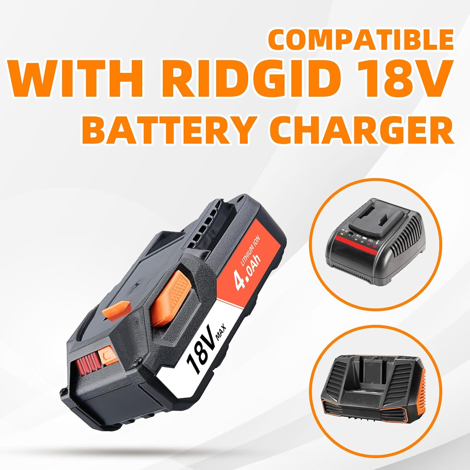 VINIDA 4.0Ah 2Pack R840085 Replacement for Ridgid 18V Battery Compatible with Ridgid Battery R840087 R840086 R840083 R840089 AC840085 AC840086 AC840087P AC840089 Power Tools