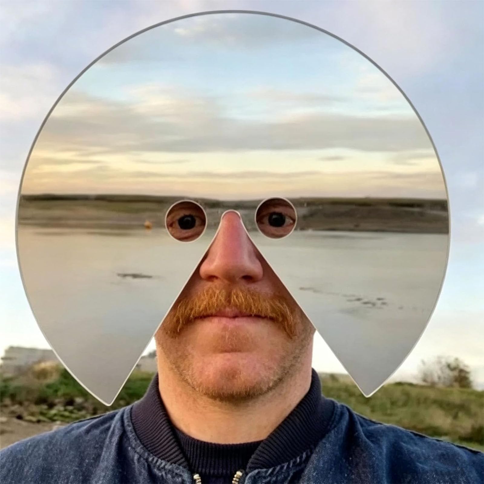 Mirror Mask - What I'm Looking At, Head Mounted Mirror, Anti-Selfie Head-Mounted Mirrors, Heads Mounted Reflective Face Accessory, for Video Art, Costume Events, and Creative Expression (1PC)