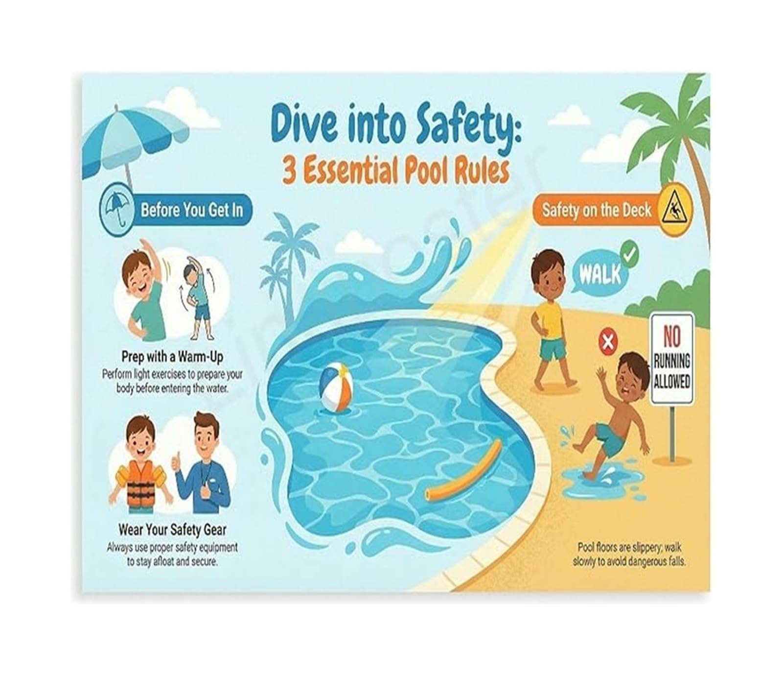 NWPNLXEA Pool Facility Rules Signage Tips and Guidelines Poster for Aquatics Center Wall-Art Unframed,12x18inch(30x45cm)