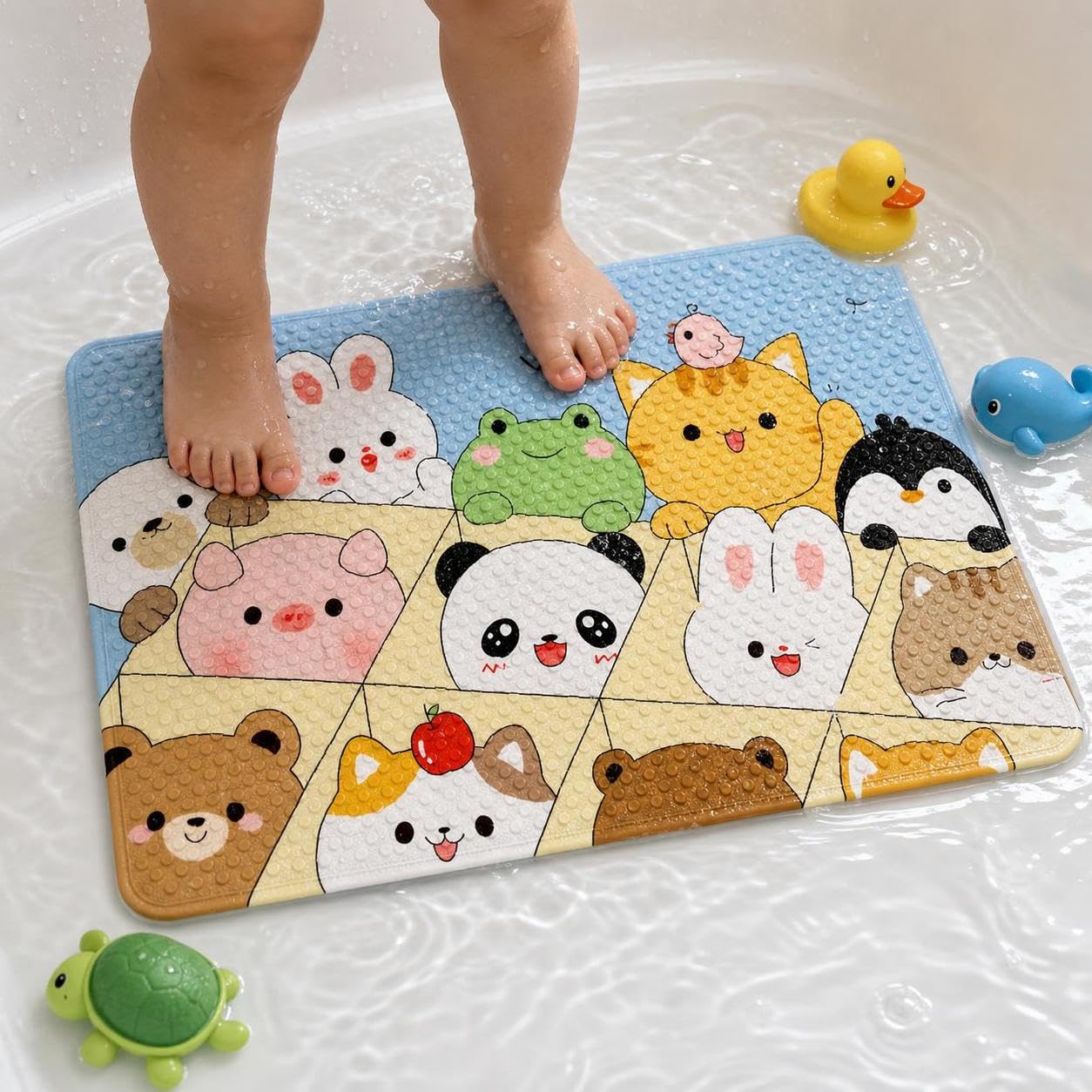 Tappeto Bagno Antiscivolo Bambini, 惬意时光-竹子熊猫, 60X90cm | In PVC resistente, funzione massaggiante piedi, con ventose per presa sicura, lavabile con acqua, per la doccia, per vasca