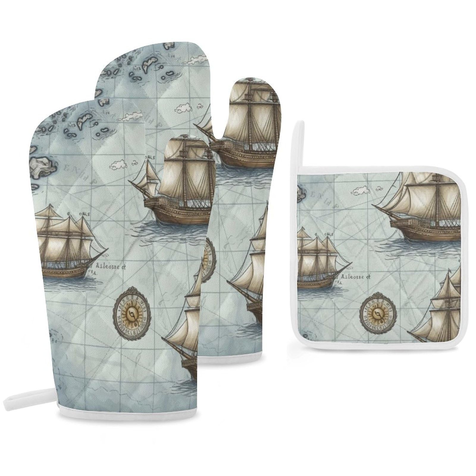 Gants de cuisine pour four et maniques carte de bateau : accessoires indispensables de pâtisserie