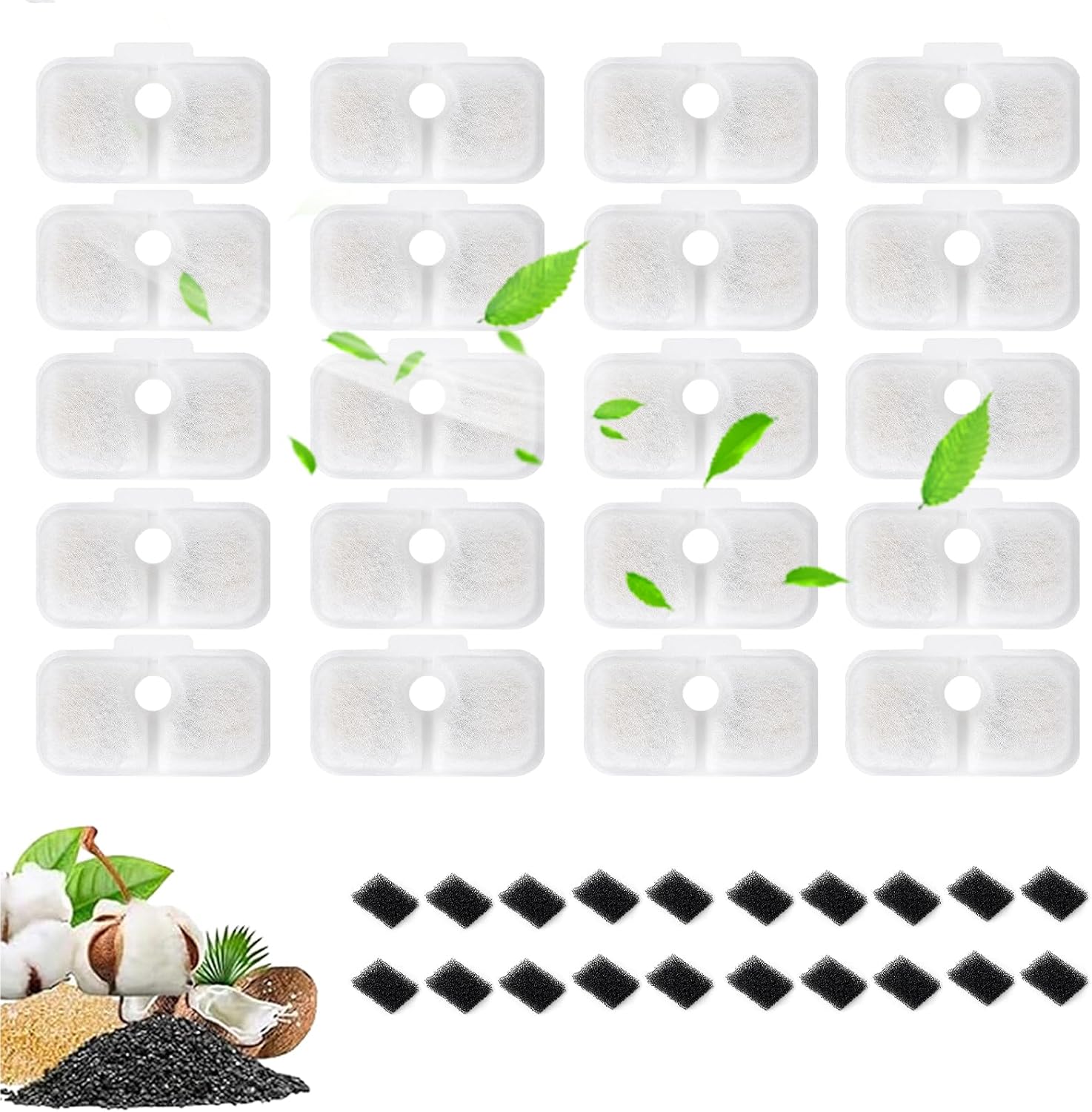 40PCS Cat Water Fountain Filters Replacement Compatible With PETLIBRO Dockstream Pet Fountain PLWF005 PLWF115 PLWF105,Replacement Filter for Ultra Quiet Pet Water Fountain