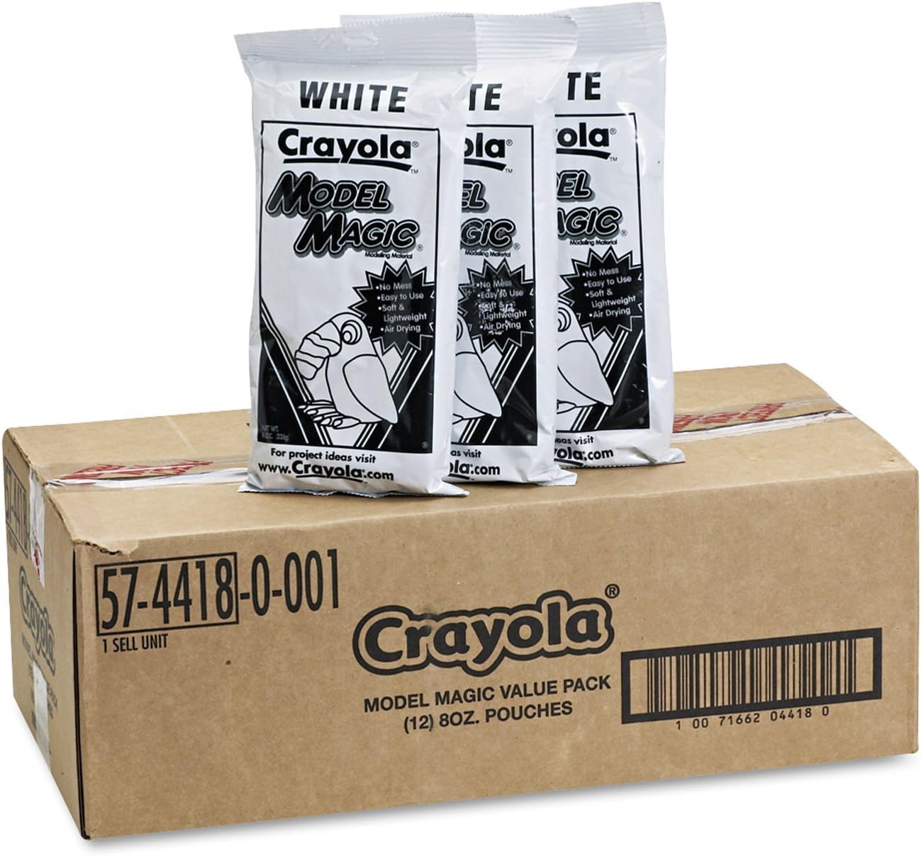 Crayola 574418 Model Magic Compound, White, Twelve 8 oz. Pouches/Carton
