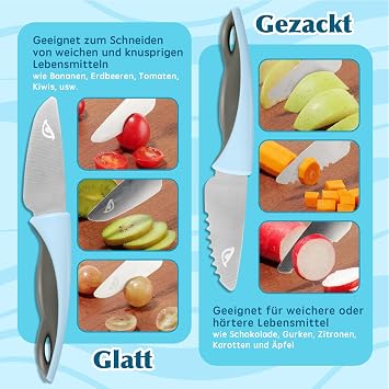 Children's Knife 2-Piece Kitchen Knife Set for Cutting Crocodile Blue Grey Stainless Steel Perfect Gifts for Christmas Birthday Children's Knife