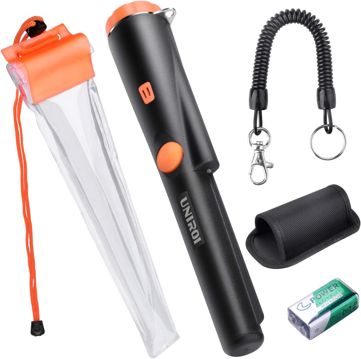 UNIROI Pinpointing Metal Detector, Waterproof Metal Detector Pinpointer IP65, LED Indicators & Vibration,for Adults and Kids, 9V Battery