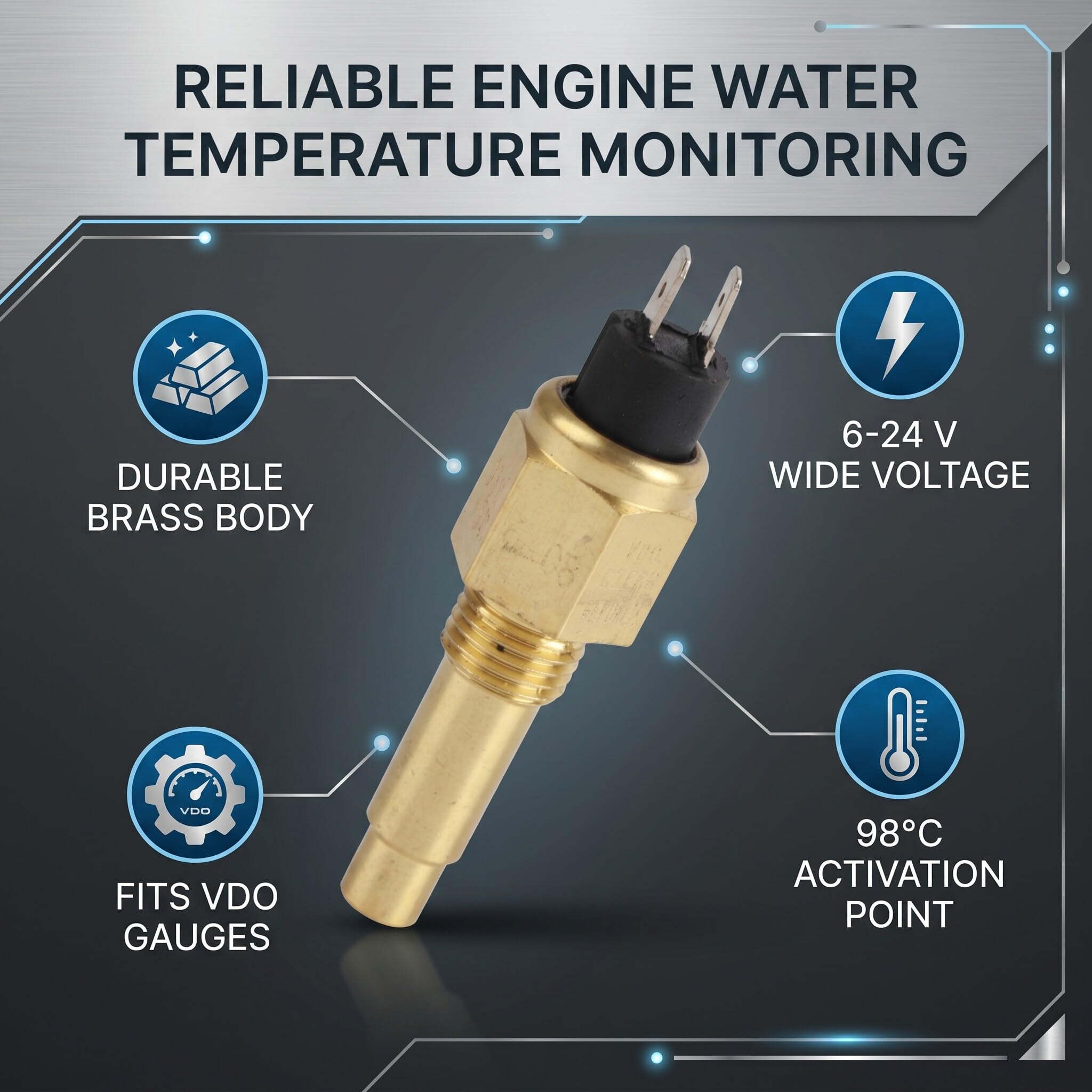 Sensore di Temperatura M14×1,5 per Acqua Motore Accessori 6-24V Sensore Chiave per Motori