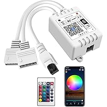 GIDEALED Smart WiFi RGBW LED Controller 2-Output 5 Pin with 24-Key Remote,Compatible with Alexa&amp;Google Assistant,Voice/APP Control Strip Lights for Android/iOS System(WiFi LED Controller Only)