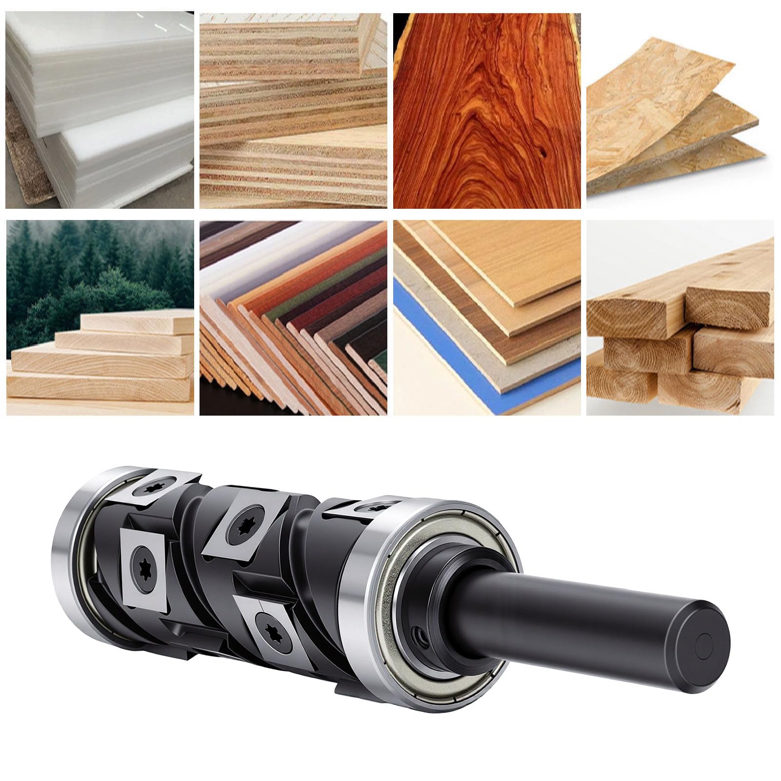 Luocute Frez do Przycinania Płaskiego, Chwyt 1/2, 32 Mm X 63,5 Mm | 7 sztuk odwracalnych wkładek węglikowych do sklejki melaminowej MDF HDF