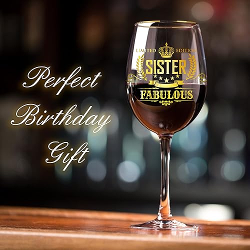 Miniatura 5 de CROWNLY CRYSTAL Regalos para hermanas de parte de la hermana, copa de vino, ideas de regalo de cumpleaños, regalos de Navidad para hermana, regalos