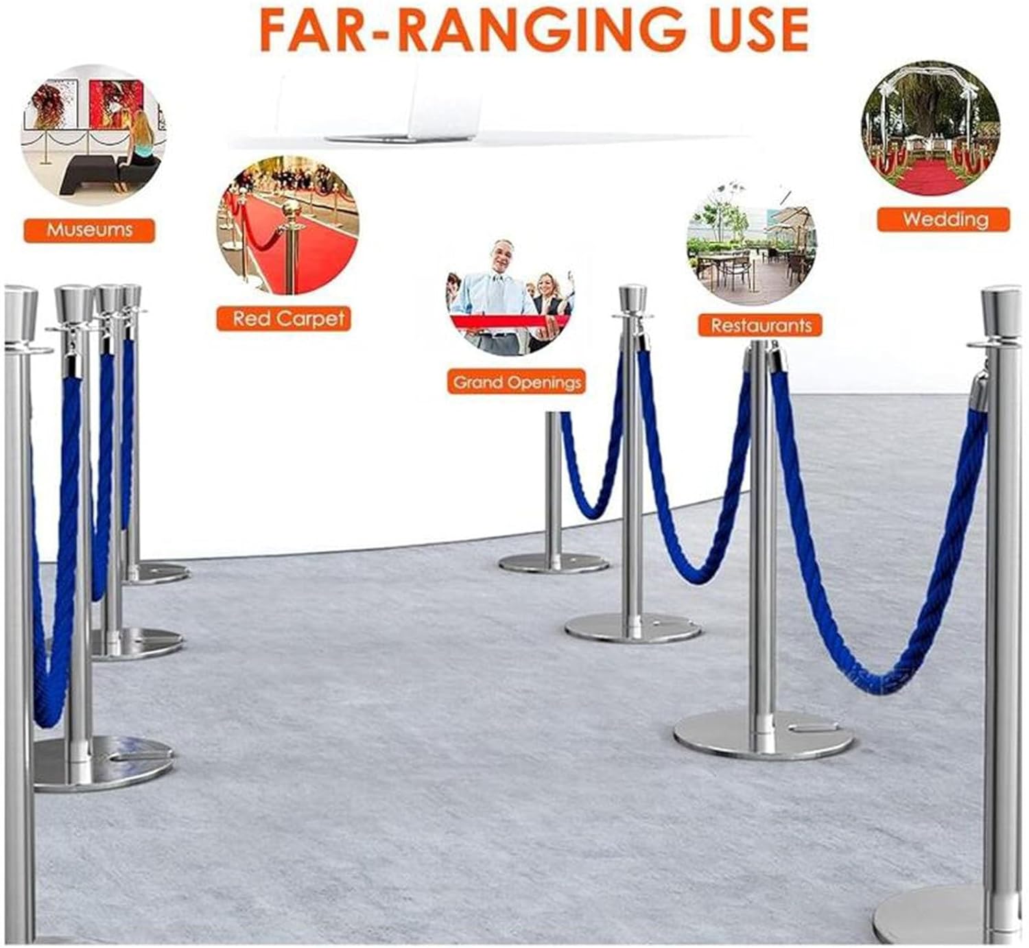 VIP Velvet Stanchion Rope with s - 59in Safety Barrier Cord for Parties & Events - Protect Private Areas & Create Exclusive Spaces (1 Pack)