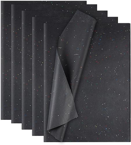 Miniatura 2 de Phinus 30 hojas de papel de seda para bolsas de regalo, papel de seda de 20 x 14 pulgadas para bolsas de regalo, papel de seda negro con purpurina