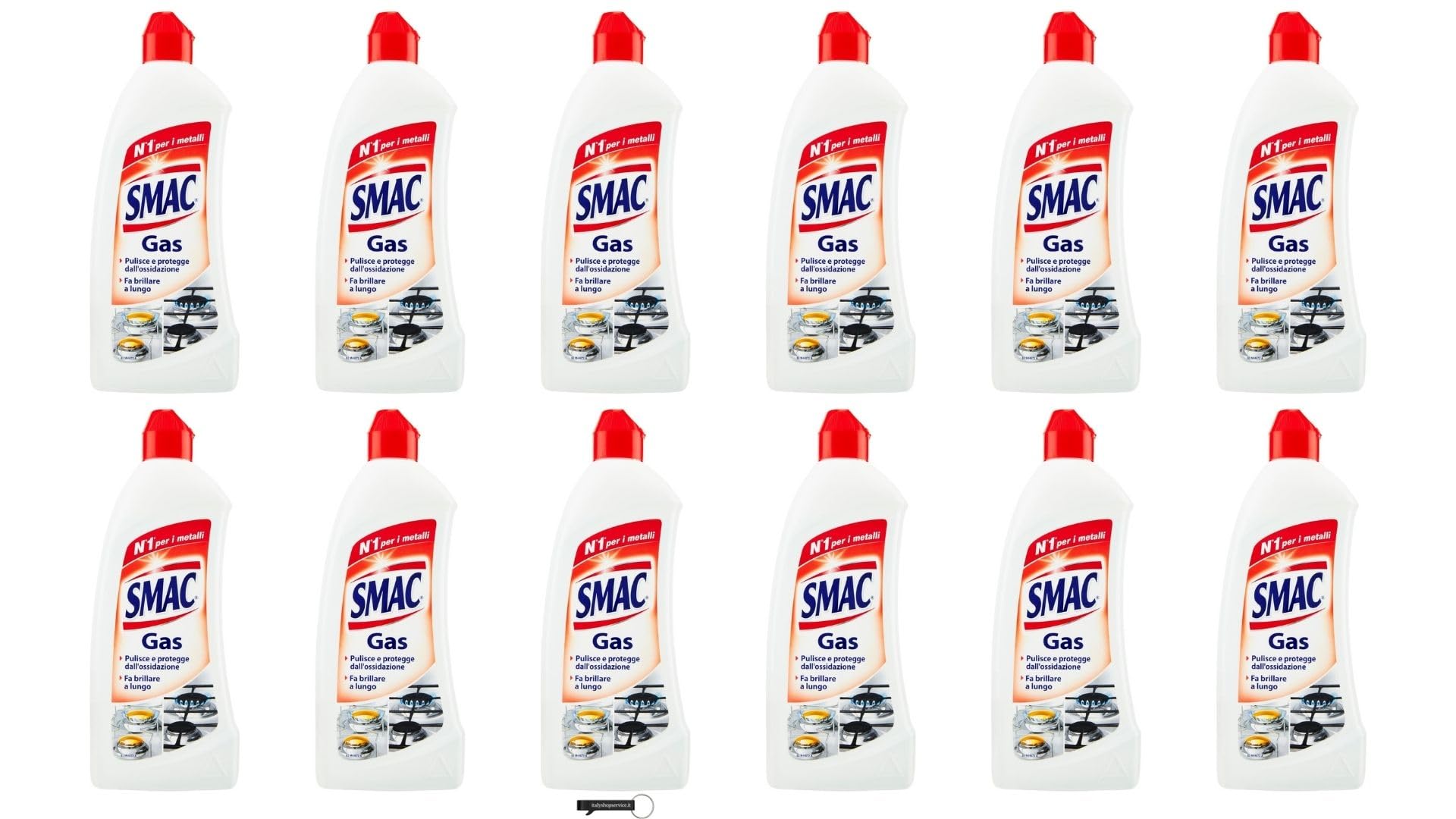 Smac Gas - 12 detergenti speciali per fornelli a gas e superfici di cottura, 500 ml + portachiavi Italy Shop Service in omaggio
