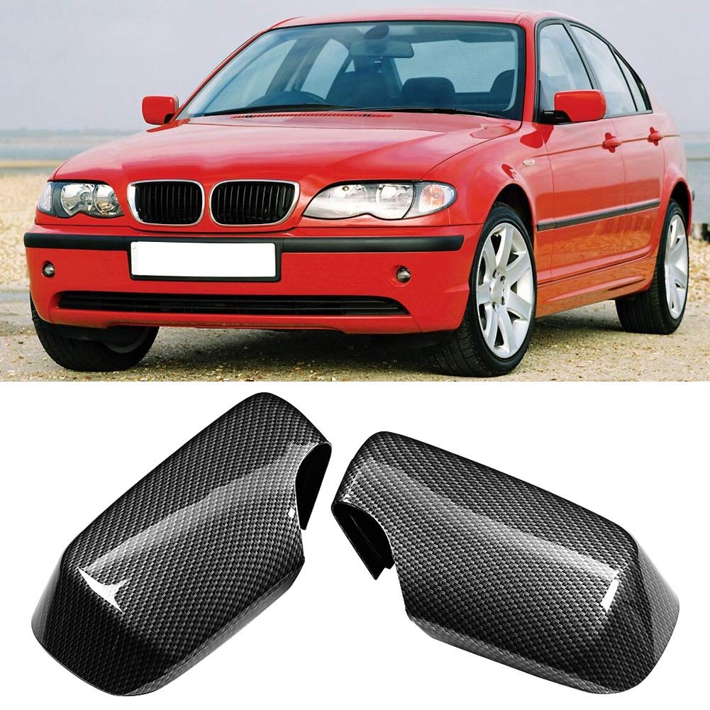 Coque Rétroviseur Pour BMW Série 3 5 E46 E39 1998 1999 2000 2001 2002 2003 2004 2005 1 Pièces Motif Fiber Carbone Noir Couvercle Rétroviseur Latéral Remplacement Couvercle Rétroviseur Latéral(Couleur