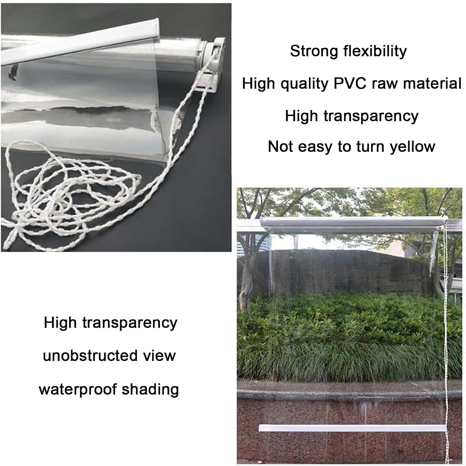 Store Enrouleur Transparent et étanche for Gazebo extérieur, écran Transparent, étanche et Anti-poussière(1.8 * 2.0m)